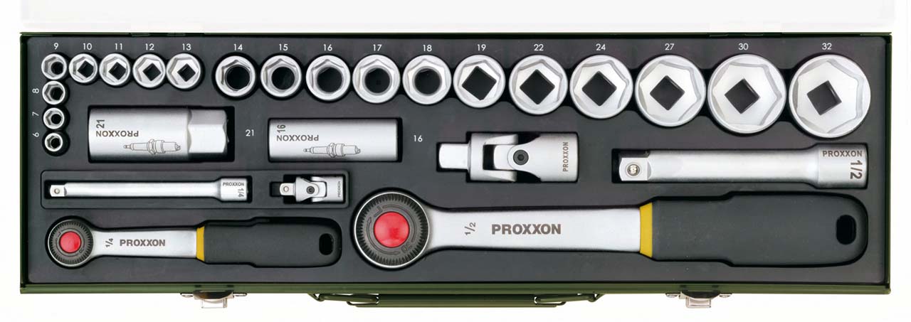 GRT. NASADNIH KLJUČEVA 1/4''+ 1/2''  6-32 mm/ 27 kom.
